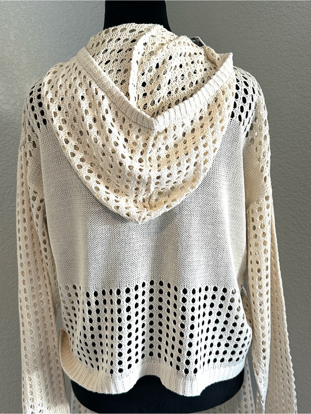 Beach Bum Crochet Knit Cover-Up Set - Cream with Black - Picture 5 of 6